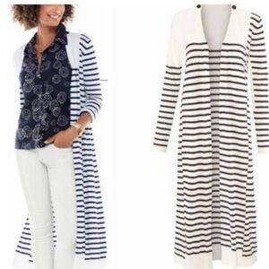 CAbi EUC Victory Striped Long Duster Knit Cardigan 5141 Like Knew Cotton Blend M